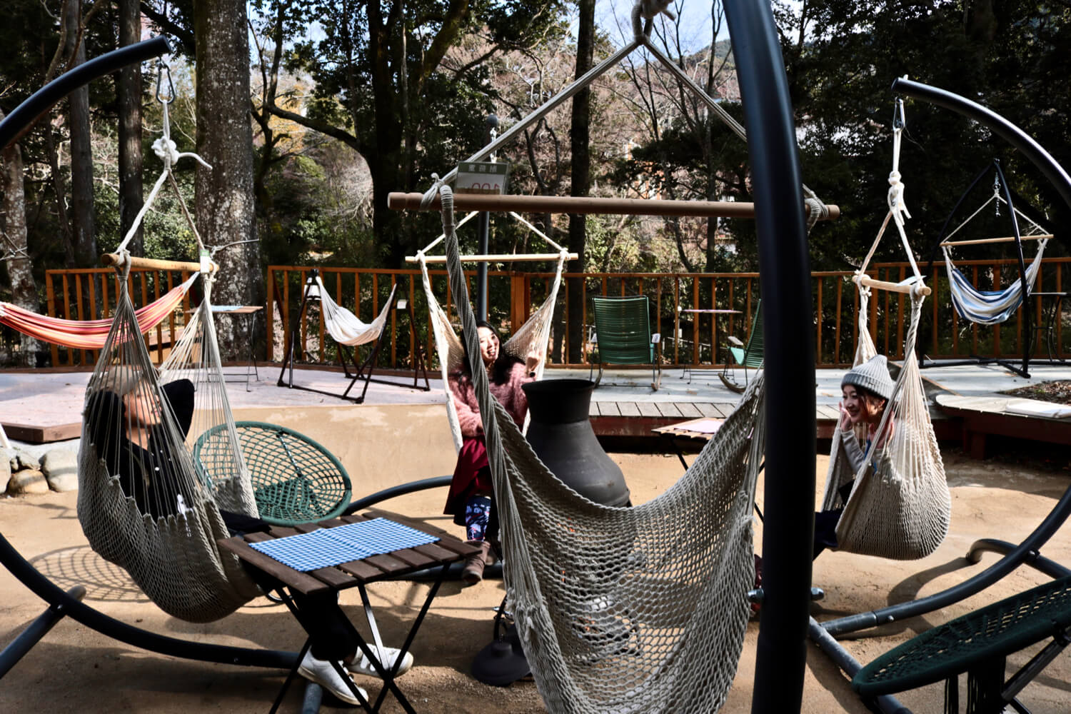 Hammocks at the MadoroMi cafe