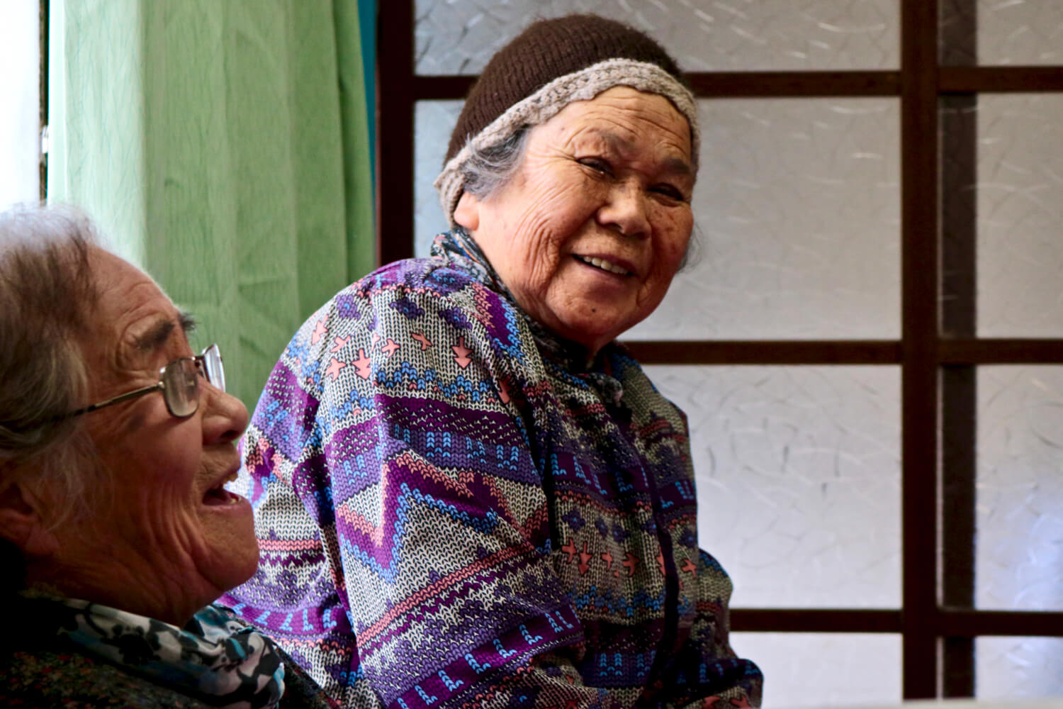 Ladies behind the counter at "Kajika-no-yu" public bath