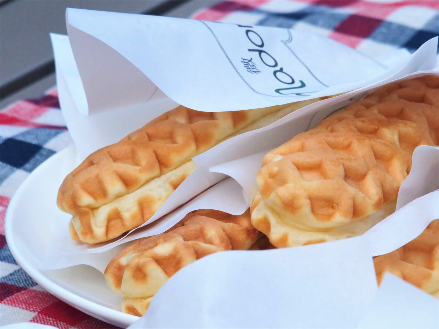 Waffle cheese corn dogs (sans sausages)