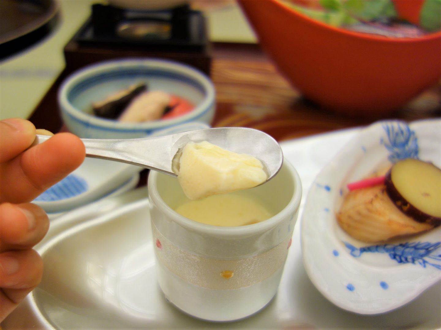 "Chawanmushi" steamed egg custard served in a cup